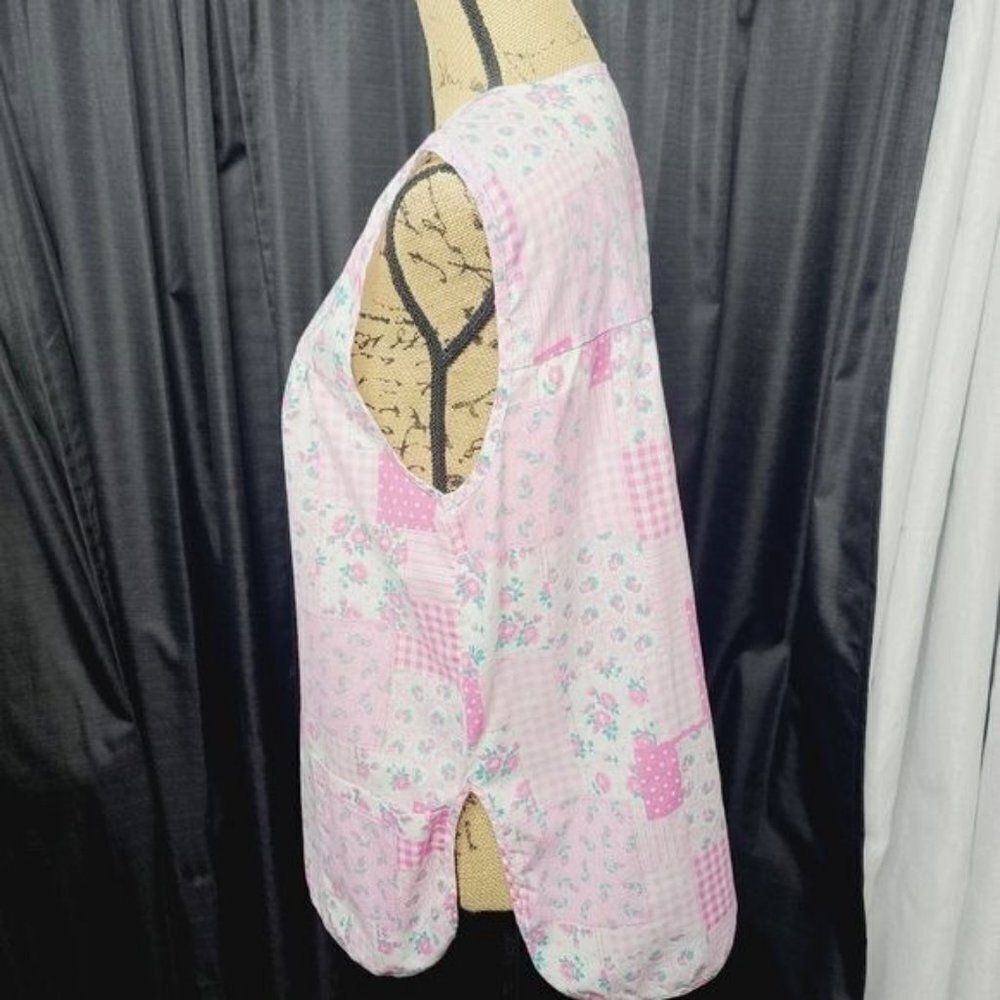 Vintage Barbiecore Pink Patchwork Snap Front Smoc… - image 3